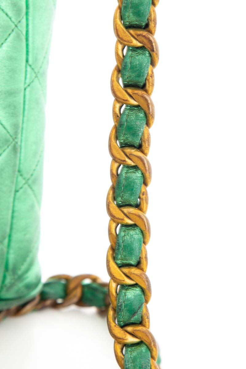 Chanel Vintage Metallic Green Mini Duma Backpack
