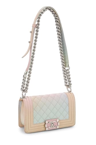 Chanel,  Rainbow Quilted Caviar Boy Bag Small, Pink