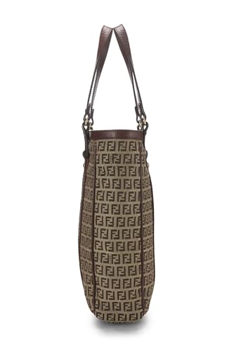 Fendi,  Brown Zucchino Canvas Tote Small, Brown