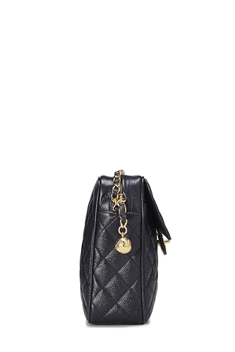Chanel,  Navy Quilted Caviar Pocket Camera Bag Large, Navy