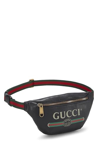 Gucci,  Black Leather Logo Printed Belt Bag Small, Black