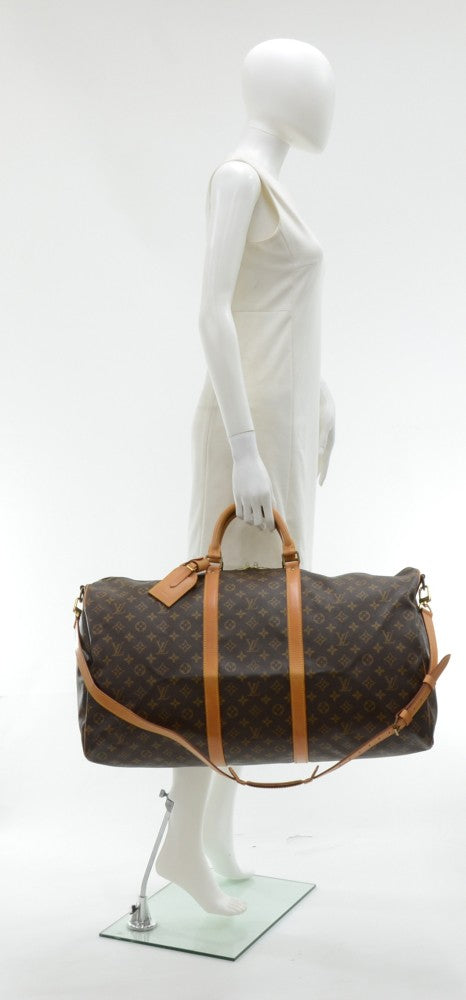 Louis Vuitto Keepall 60 Bandouliere Monogram Canvas Travel Bag with Strap