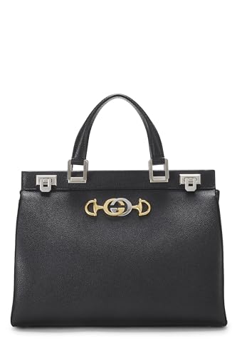 Gucci,  Black Leather Zumi Top Handle Bag Medium, Black