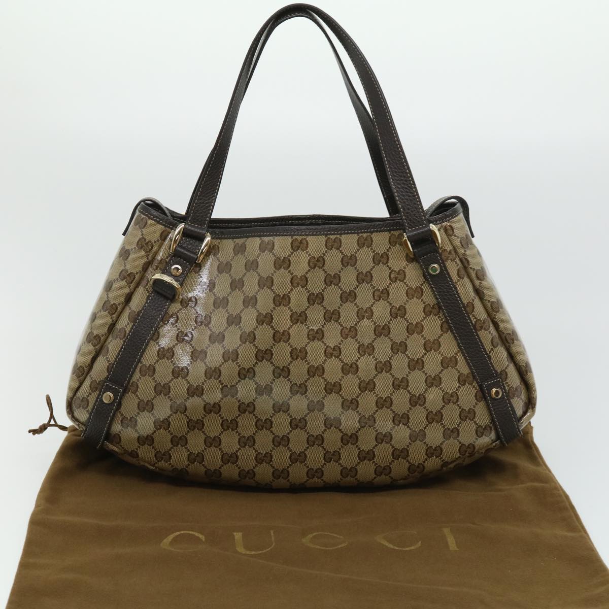 GUCCI GG Canvas Tote Bag Vinyl Beige 293578 31711