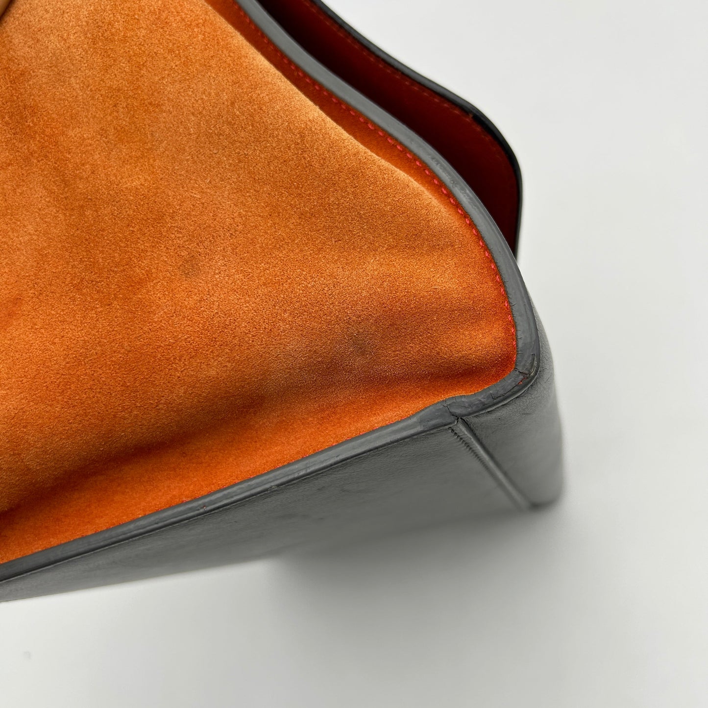 Celine Trapeze Black Orange Suede Leather Handbag Medium