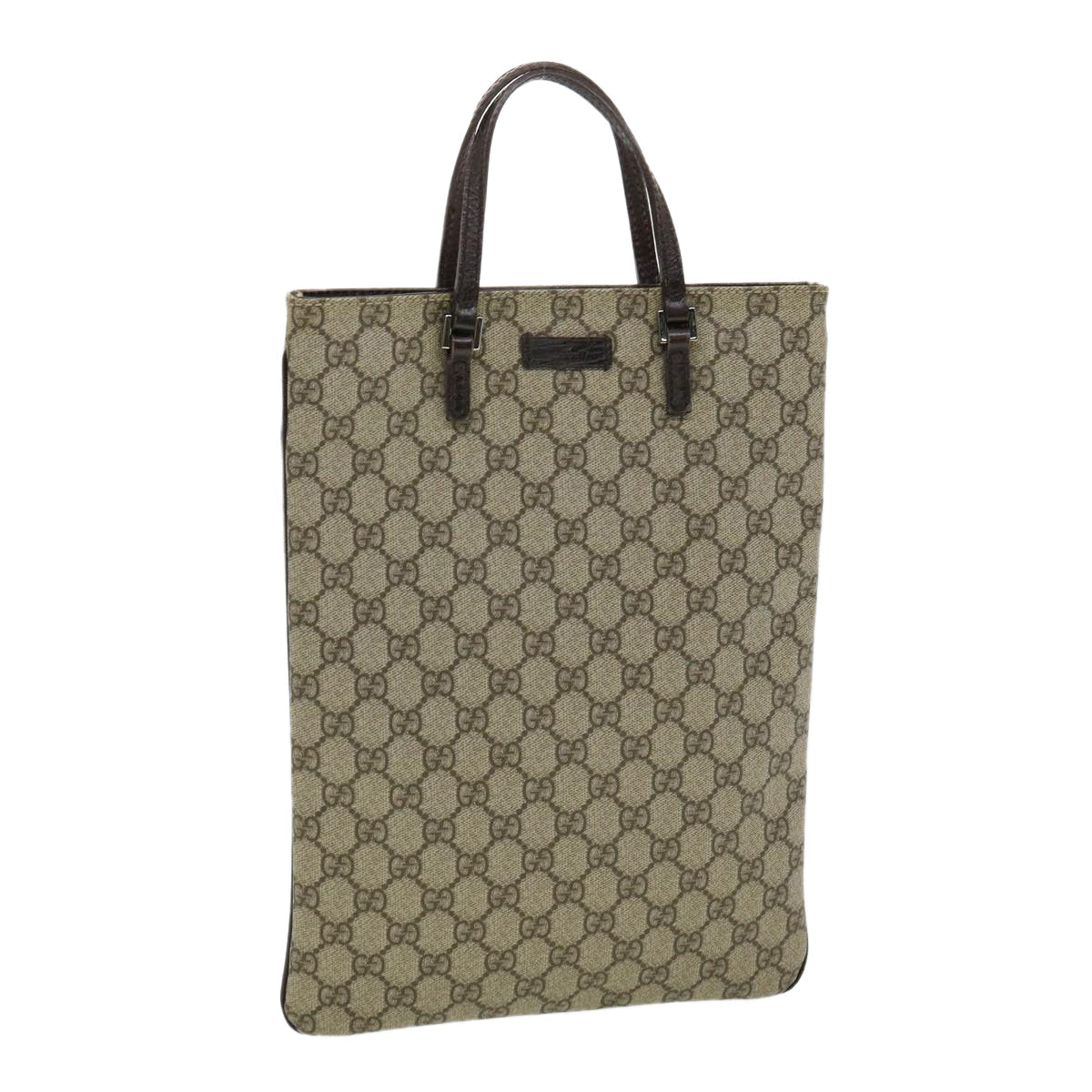 GUCCI GG Canvas Hand Bag PVC Leather Gray 117551 31735
