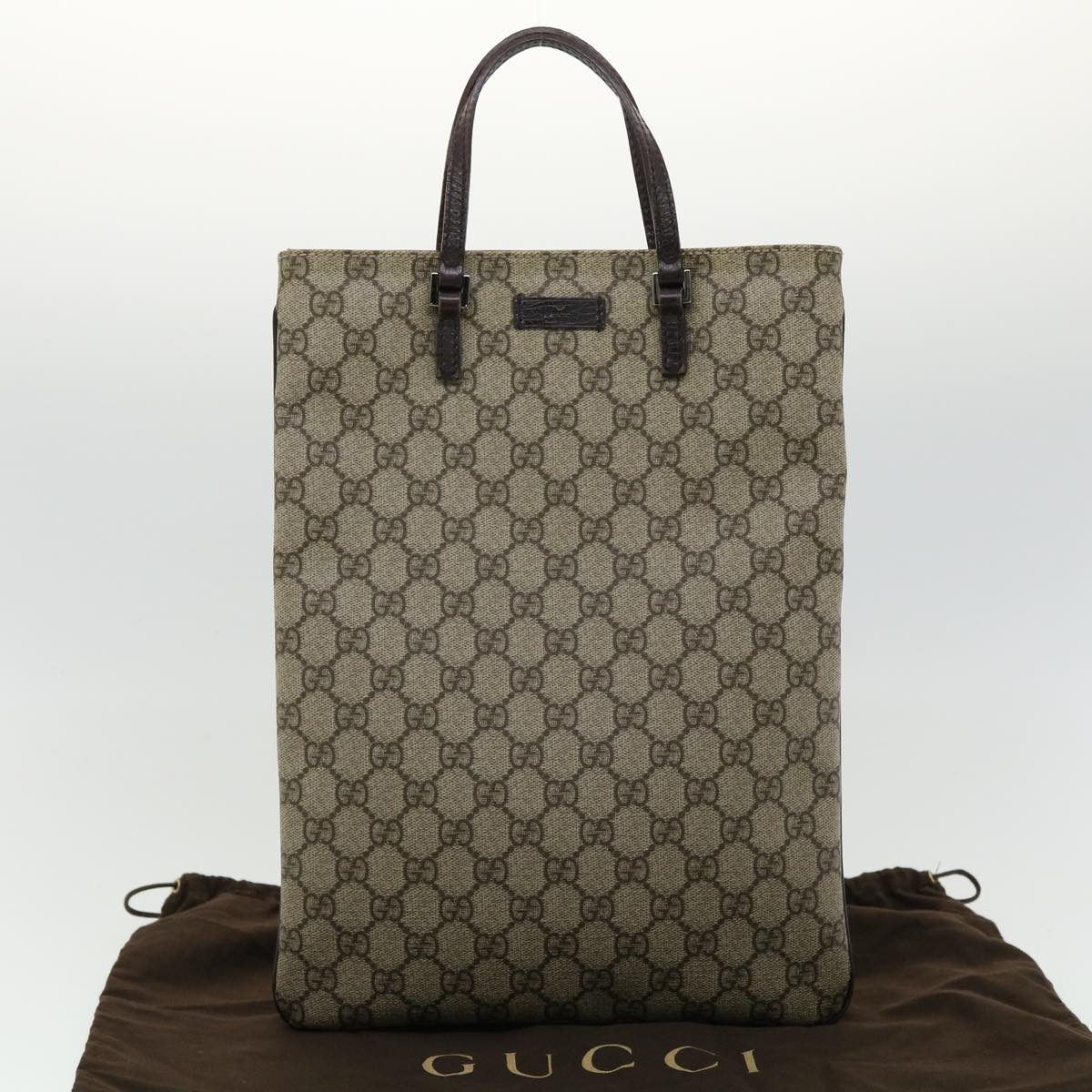 GUCCI GG Canvas Hand Bag PVC Leather Gray 117551 31735