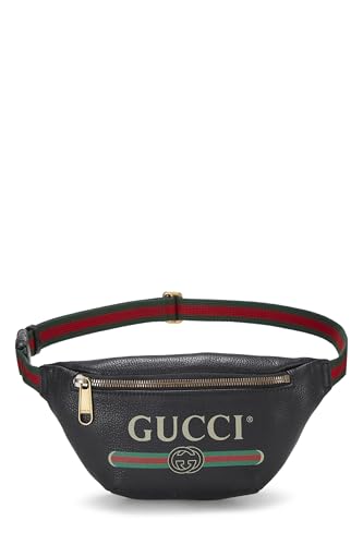 Gucci,  Black Leather Logo Printed Belt Bag Small, Black
