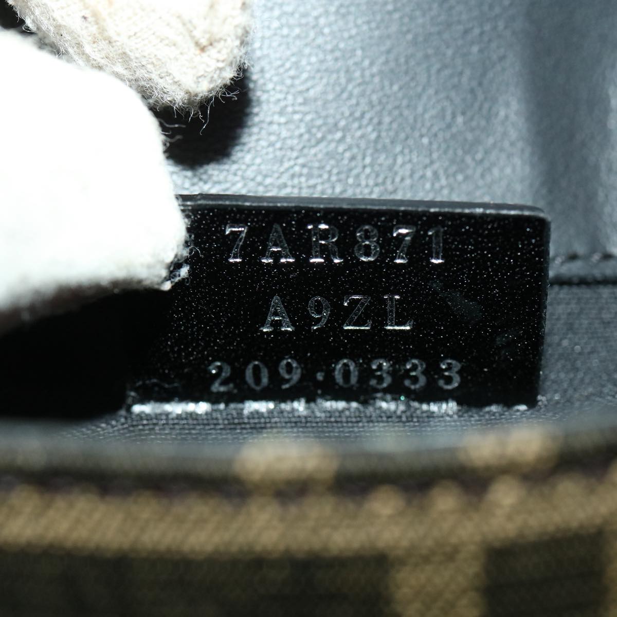 FENDI Zucca Canvas Shoulder Bag Brown Black 31851A