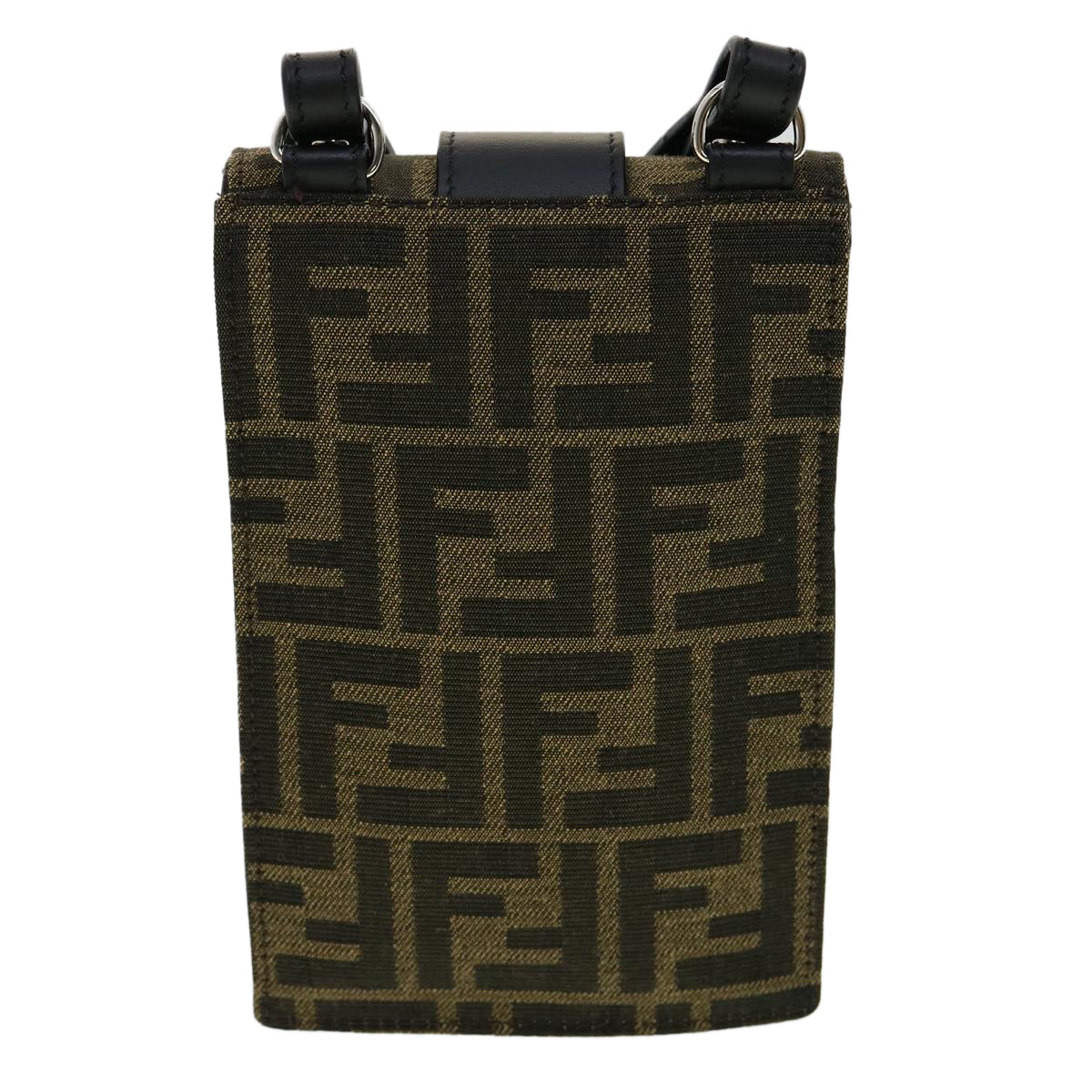 FENDI Zucca Canvas Shoulder Bag Brown Black 31851A