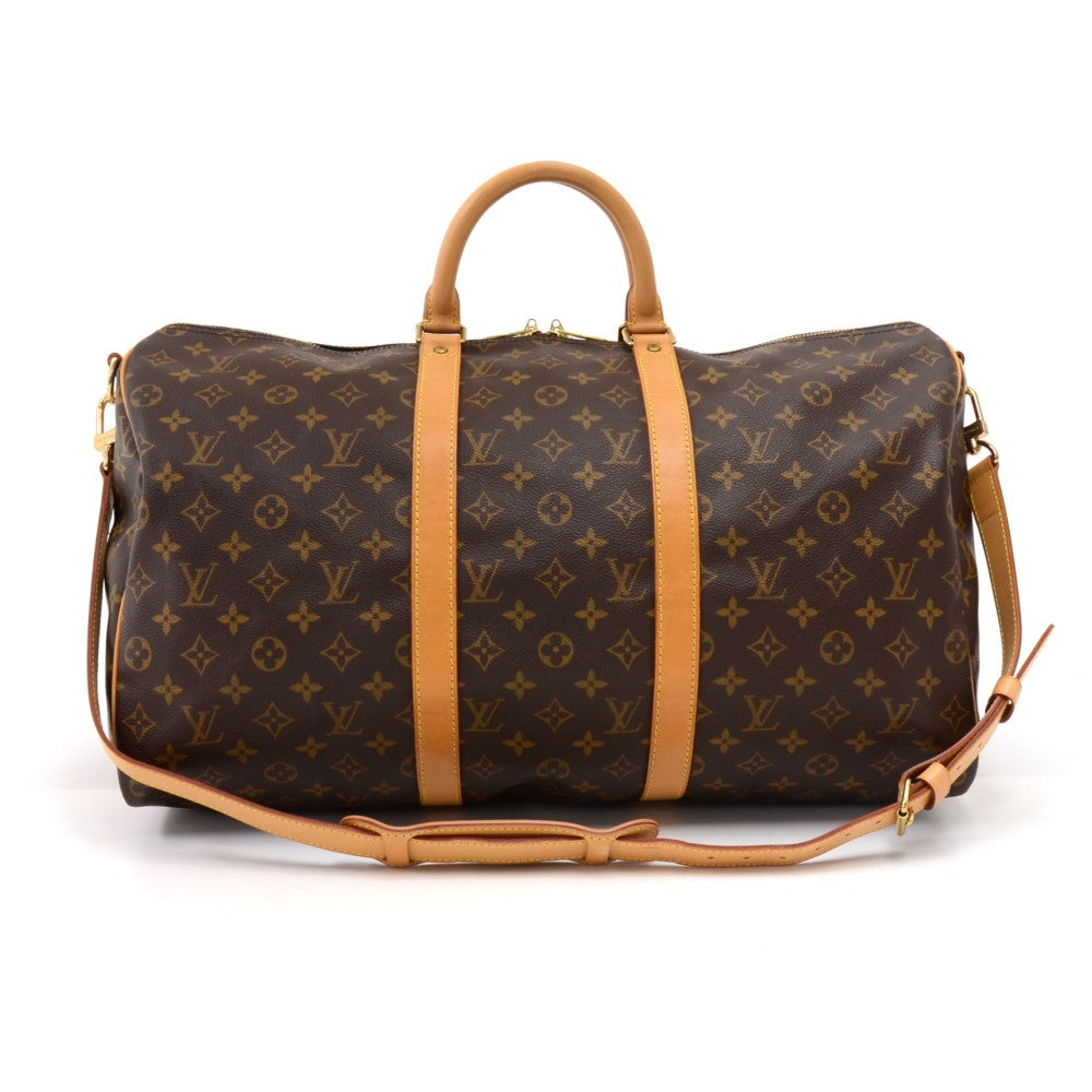 Louis Vuitto Keepall 50 Bandouliere Monogram Canvas Travel Bag with Strap