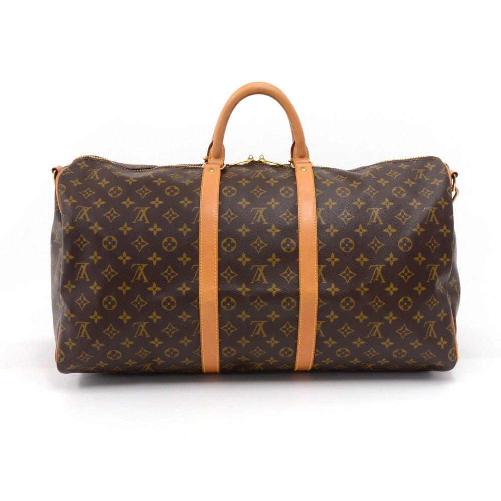 Louis Vuitto Keepall 55 Bandouliere Monogram Canvas Travel Bag with Strap