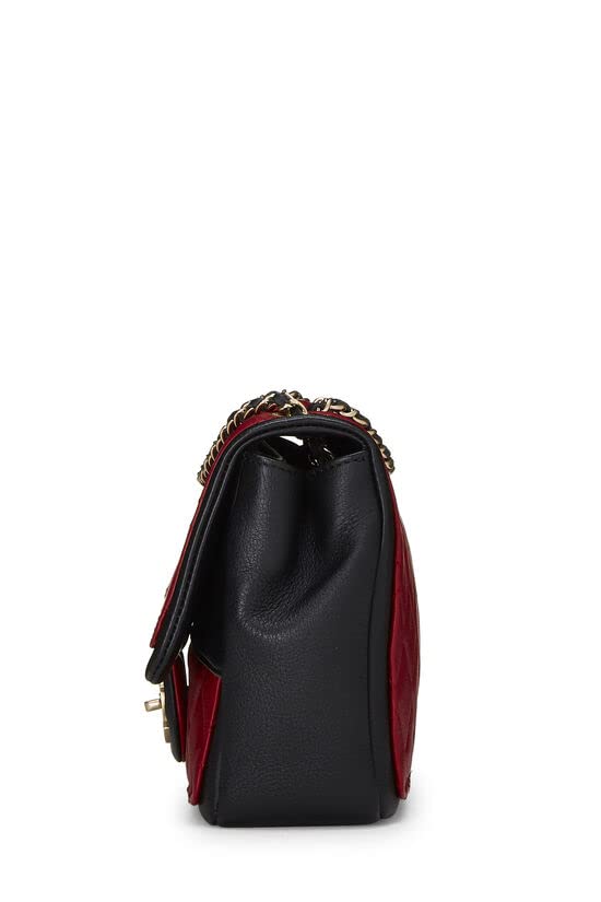 CHANEL,  Red & Black Quilted Lambskin Graphic Flap Medium, Red