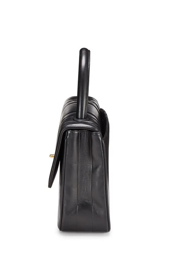 CHANEL,  Black Vertical Lambskin Kelly , Black