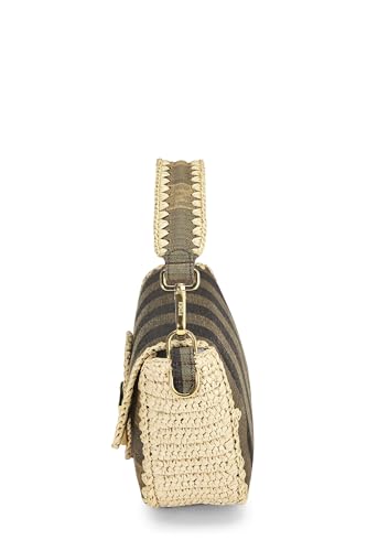 Fendi,  Brown Pequin Canvas Convertible Baguette Medium, Multi