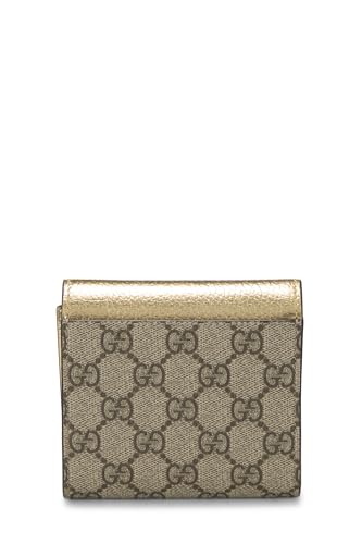 Gucci,  Gold GG Supreme Canvas Compact Wallet, Gold