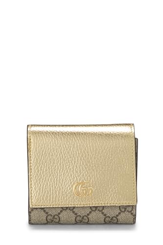 Gucci,  Gold GG Supreme Canvas Compact Wallet, Gold