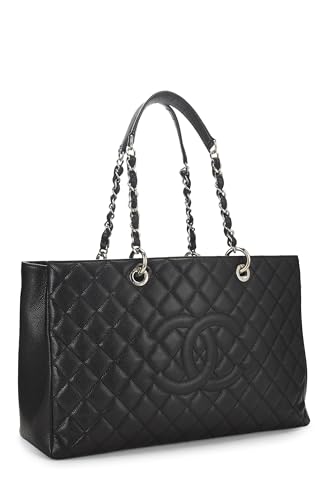 Chanel,  Black Quilted Caviar Grand Shopping Tote (GST) XL, Black