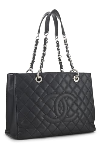 Chanel,  Black Quilted Caviar Grand Shopping Tote (GST), Black
