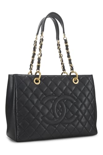 Chanel,  Black Quilted Caviar Grand Shopping Tote (GST), Black
