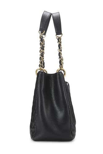 Chanel,  Black Quilted Caviar Grand Shopping Tote (GST), Black