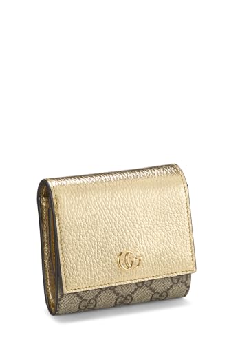 Gucci,  Gold GG Supreme Canvas Compact Wallet, Gold