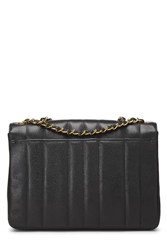 Chanel,  Black Vertical Caviar Half Flap Medium, Black