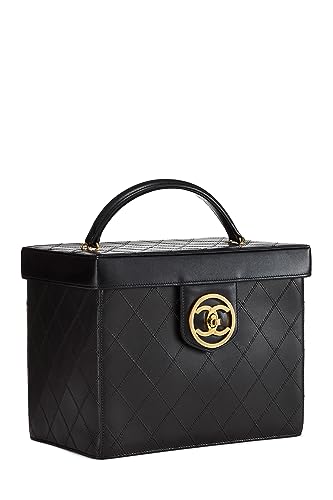 Chanel,  Black Lambskin Circle 'CC' Vanity Large, Black