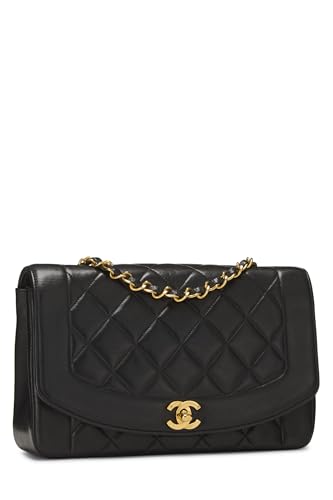 Chanel,  Black Quilted Lambskin Diana Flap Medium, Black