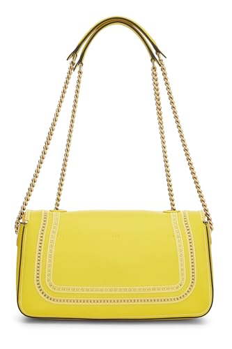 Fendi,  Yellow Leather Embroidered Baguette Chain Medium, Yellow