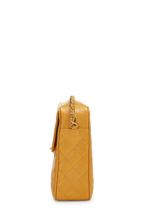 CHANEL,  Yellow Quilted Caviar Pocket Camera Bag Large, Yellow
