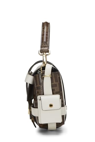 Fendi,  White Zucca Coated Canvas Cage Baguette, White