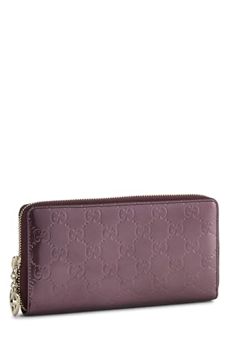 Gucci,  Metallic Purple Patent Leather Lovely Heart Zip Around Wallet, Purple