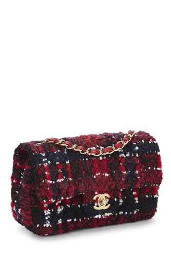 Chanel,  Red Quilted Tweed Rectangular Flap Mini, Red