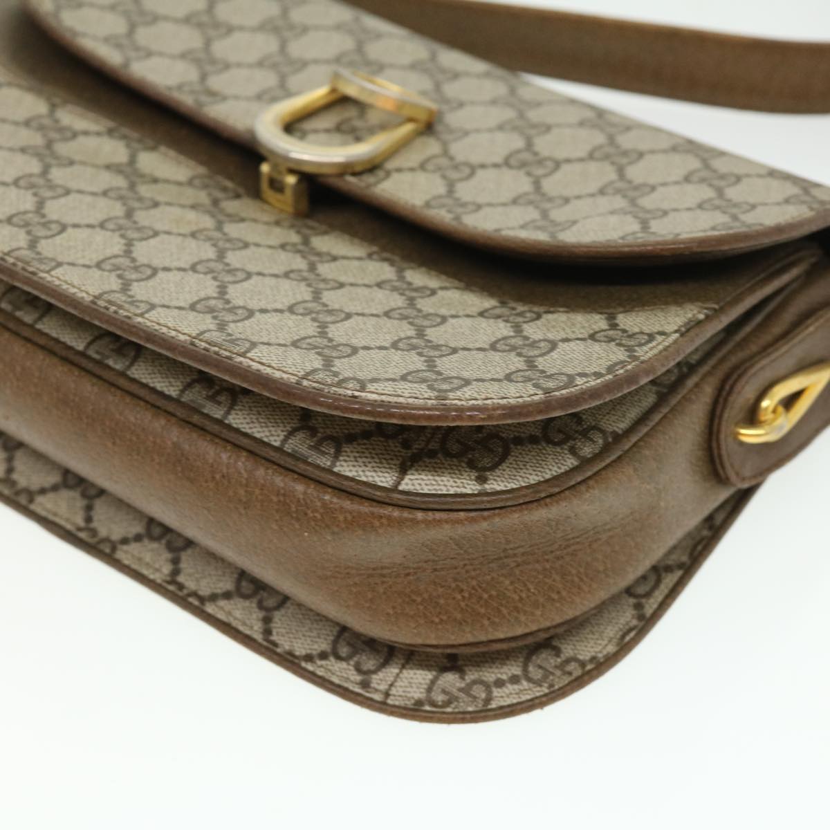 GUCCI GG Canvas Shoulder Bag PVC Leather Beige 32392