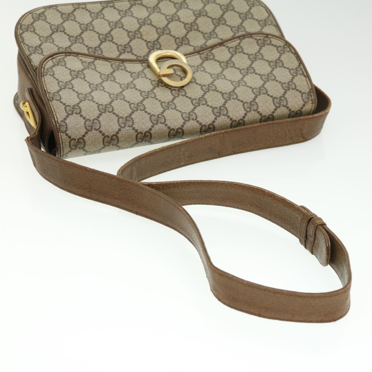 GUCCI GG Canvas Shoulder Bag PVC Leather Beige 32392