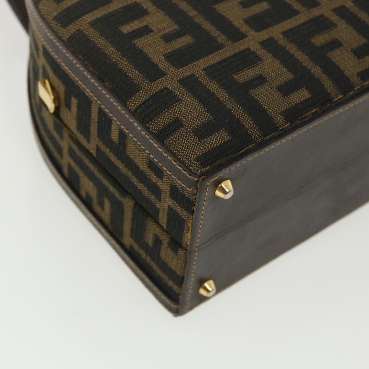 FENDI Zucca Canvas Hand Bag 2way Brown Black 32444A