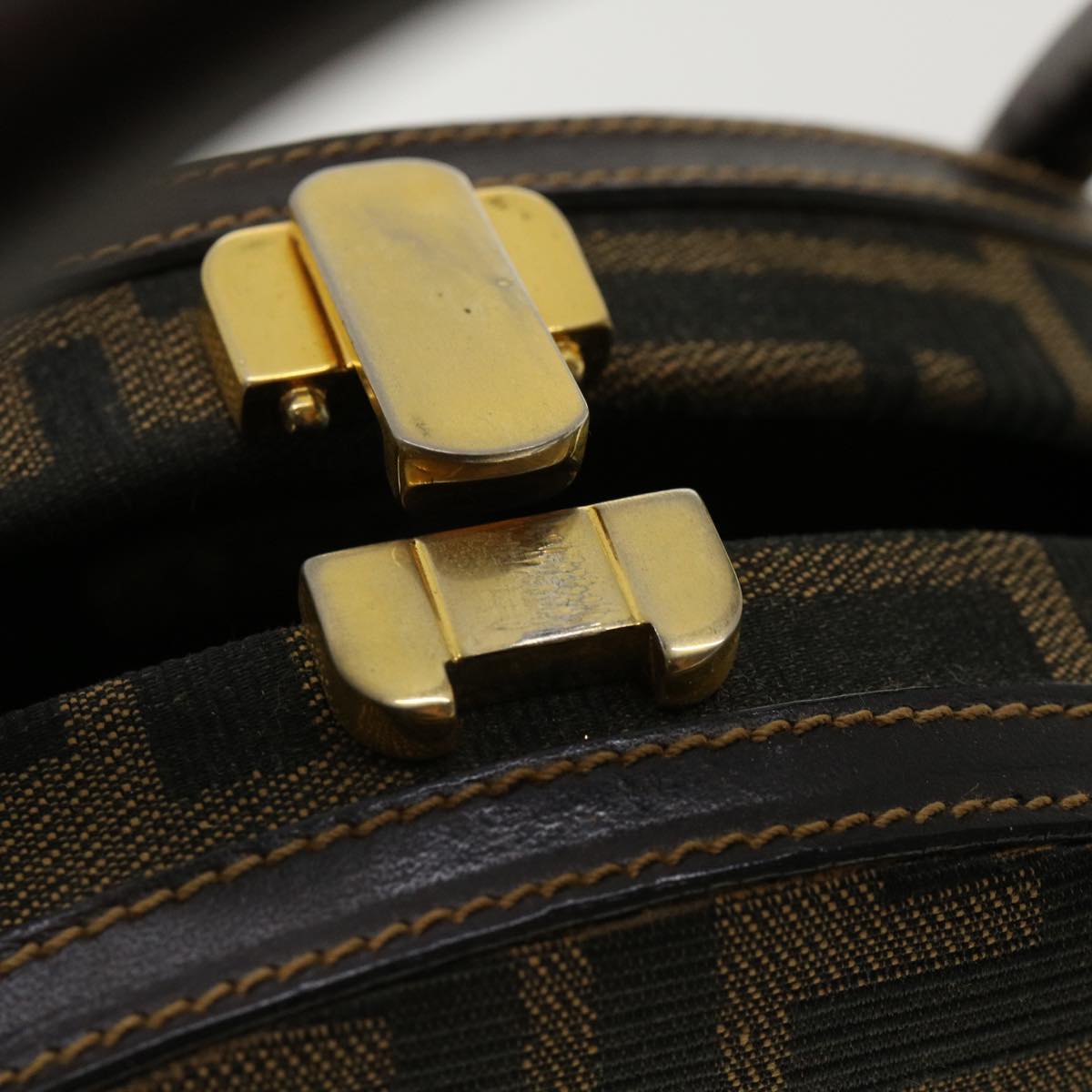 FENDI Zucca Canvas Hand Bag 2way Brown Black 32444A