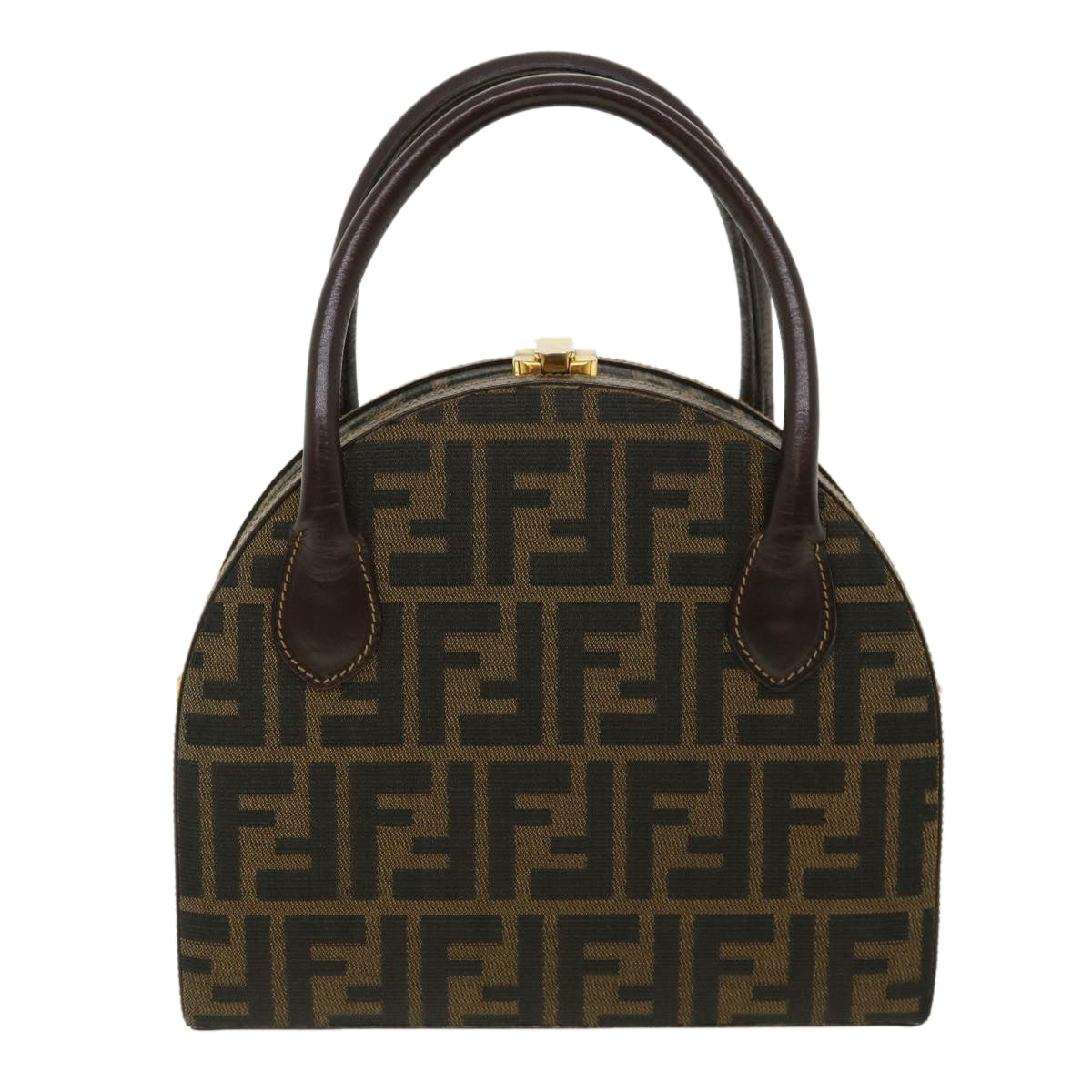 FENDI Zucca Canvas Hand Bag 2way Brown Black 32444A