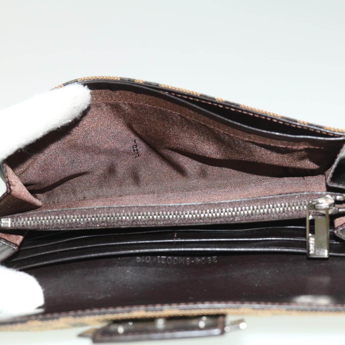 FENDI Zucca Canvas Long Wallet Brown Black 32462