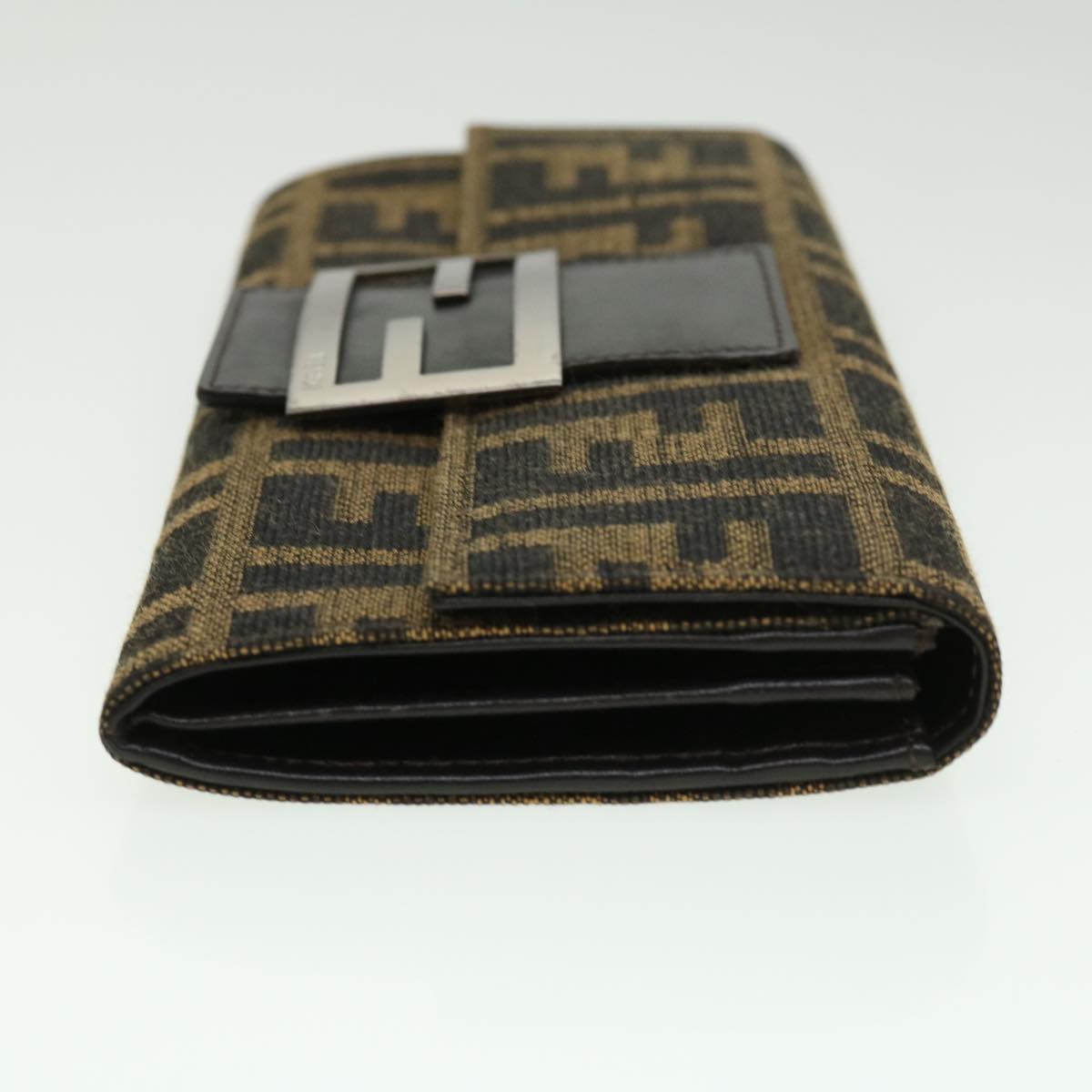 FENDI Zucca Canvas Long Wallet Brown Black 32462