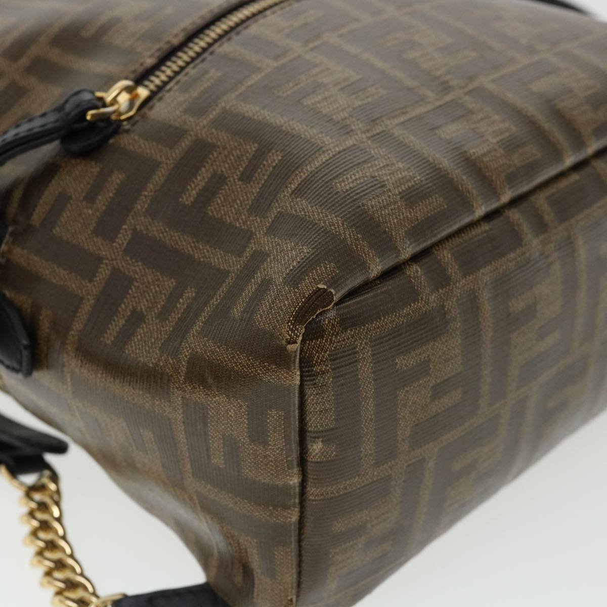 FENDI Zucca Canvas Backpack Coated Canvas Brown Black 8BZ038 32630A