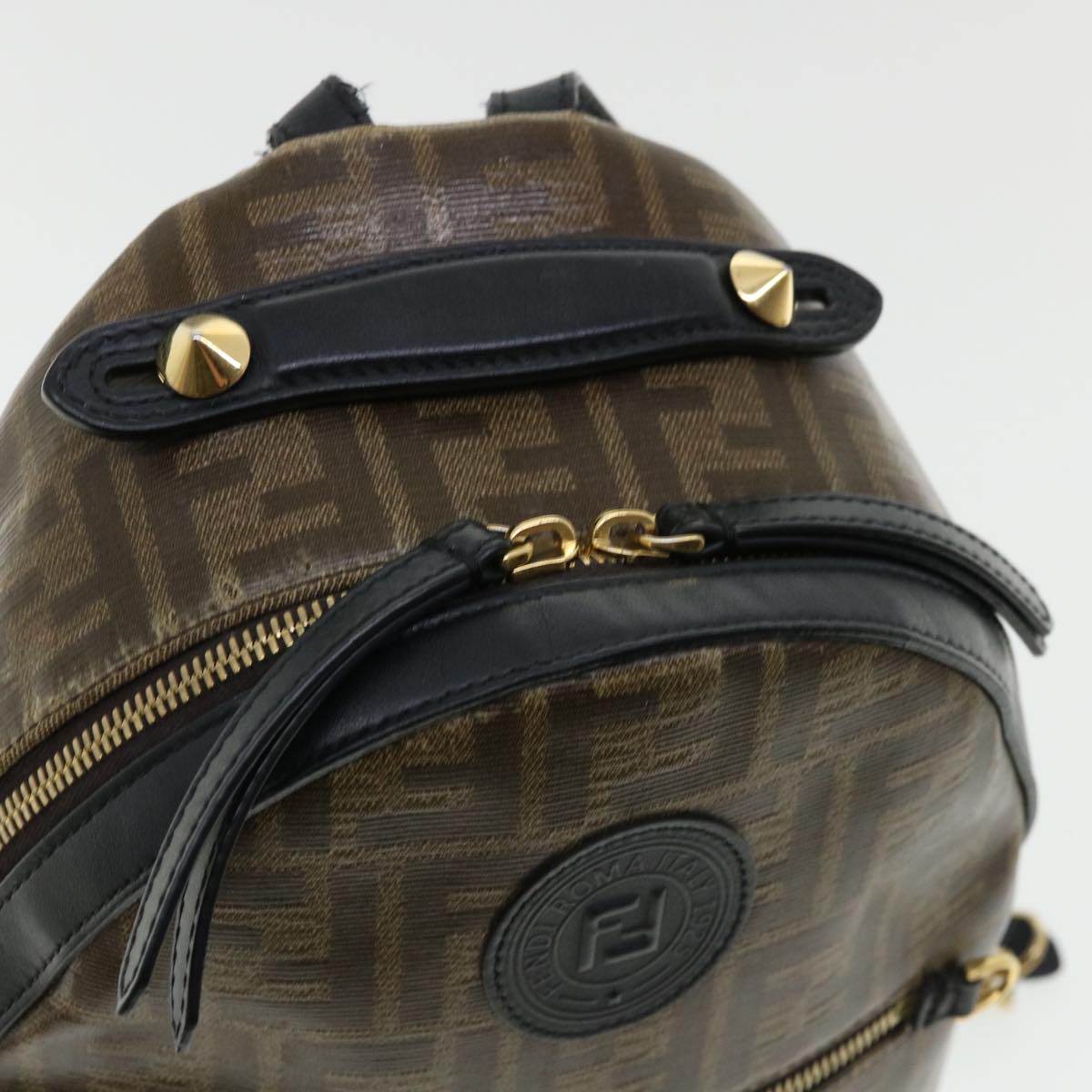FENDI Zucca Canvas Backpack Coated Canvas Brown Black 8BZ038 32630A