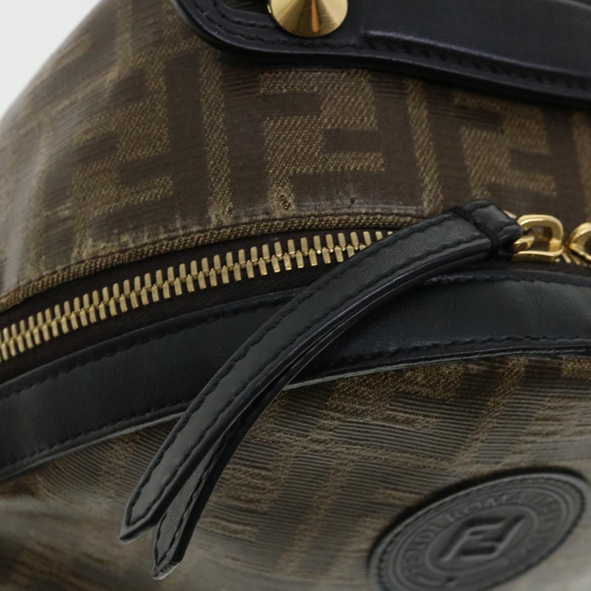 FENDI Zucca Canvas Backpack Coated Canvas Brown Black 8BZ038 32630A