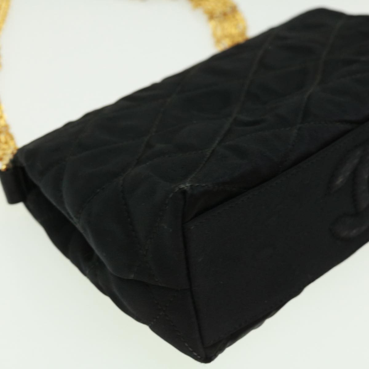 CHANEL Matelasse Chain stone Shoulder Bag Black CC 32695A