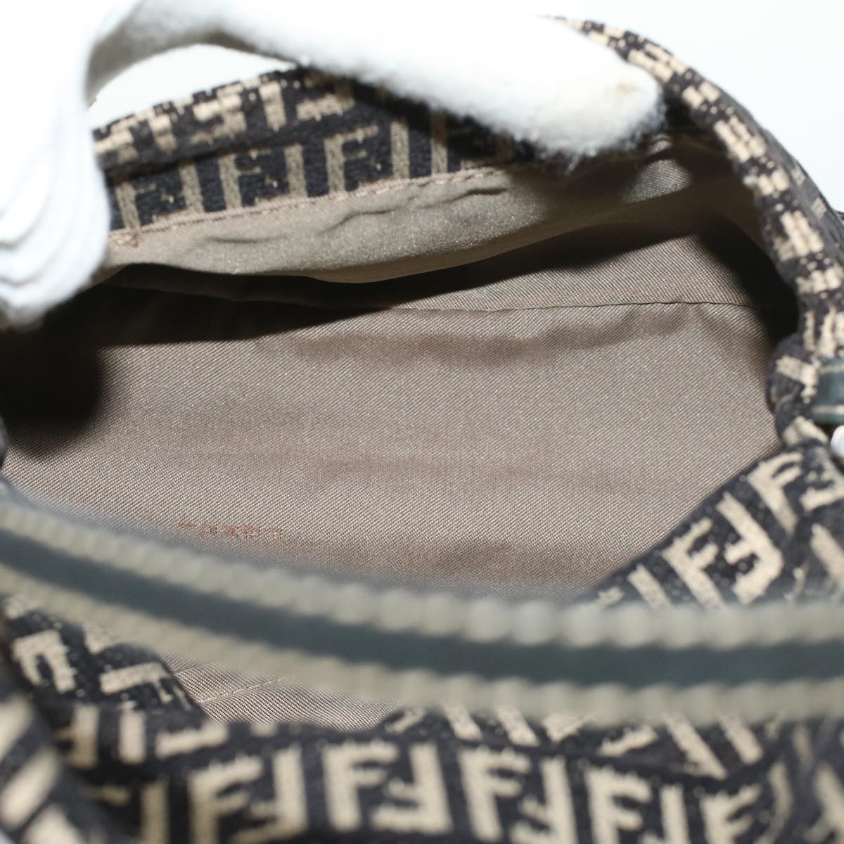 FENDI Zucchino Canvas Shoulder Bag Black 33163