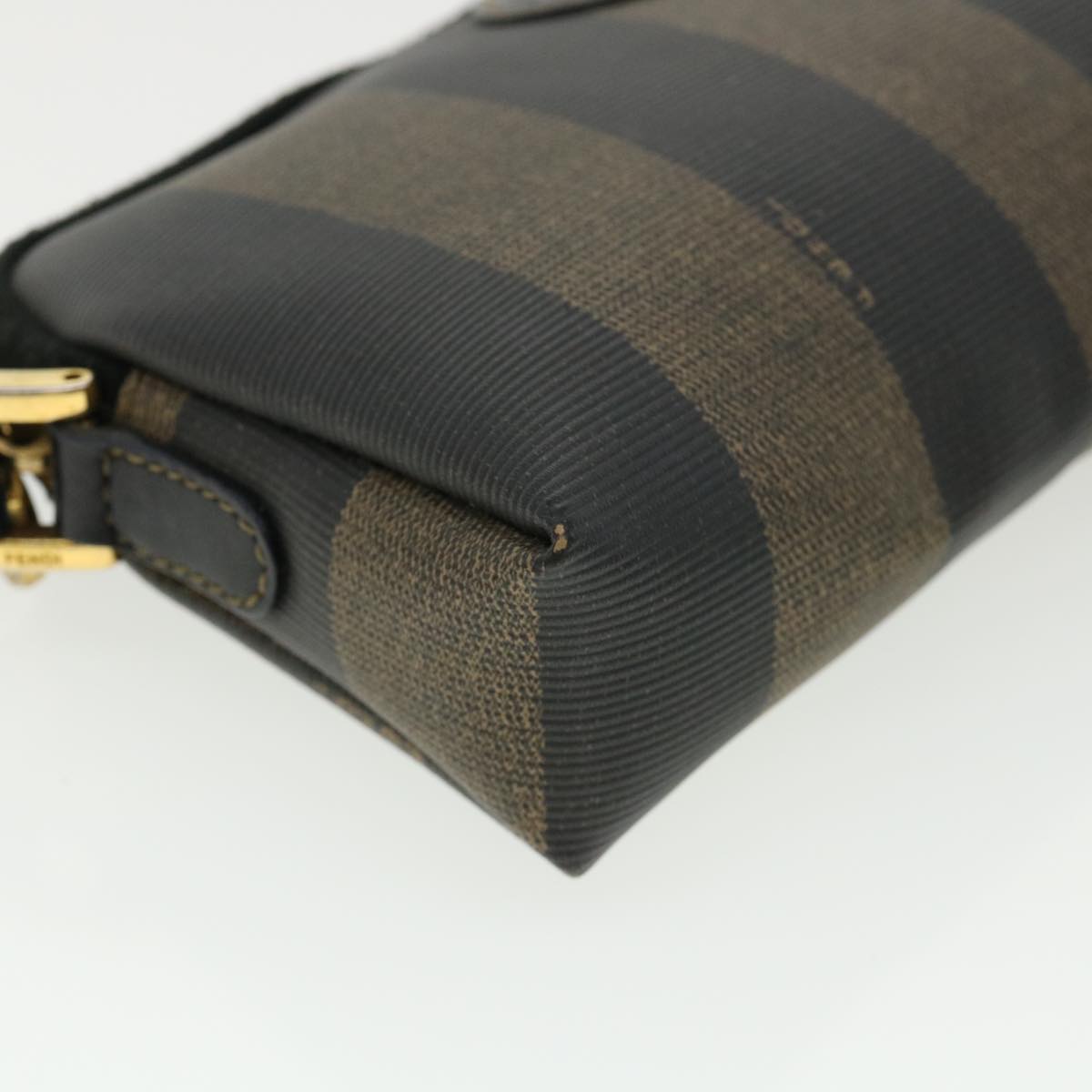 FENDI Pecan Shoulder Bag PVC Leather Khaki Black 33204