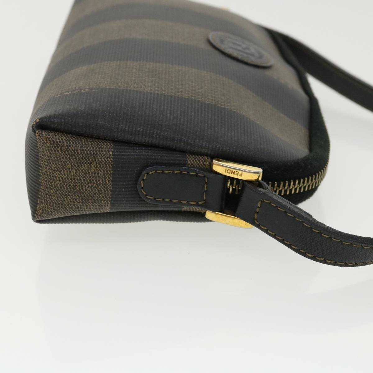 FENDI Pecan Shoulder Bag PVC Leather Khaki Black 33204