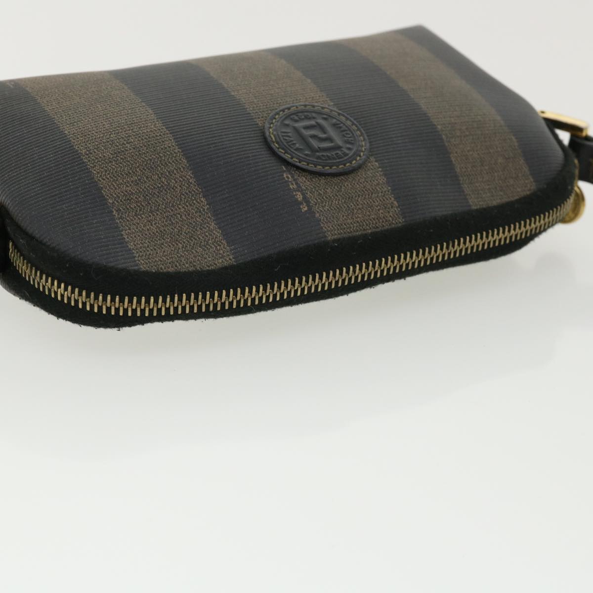 FENDI Pecan Shoulder Bag PVC Leather Khaki Black 33204