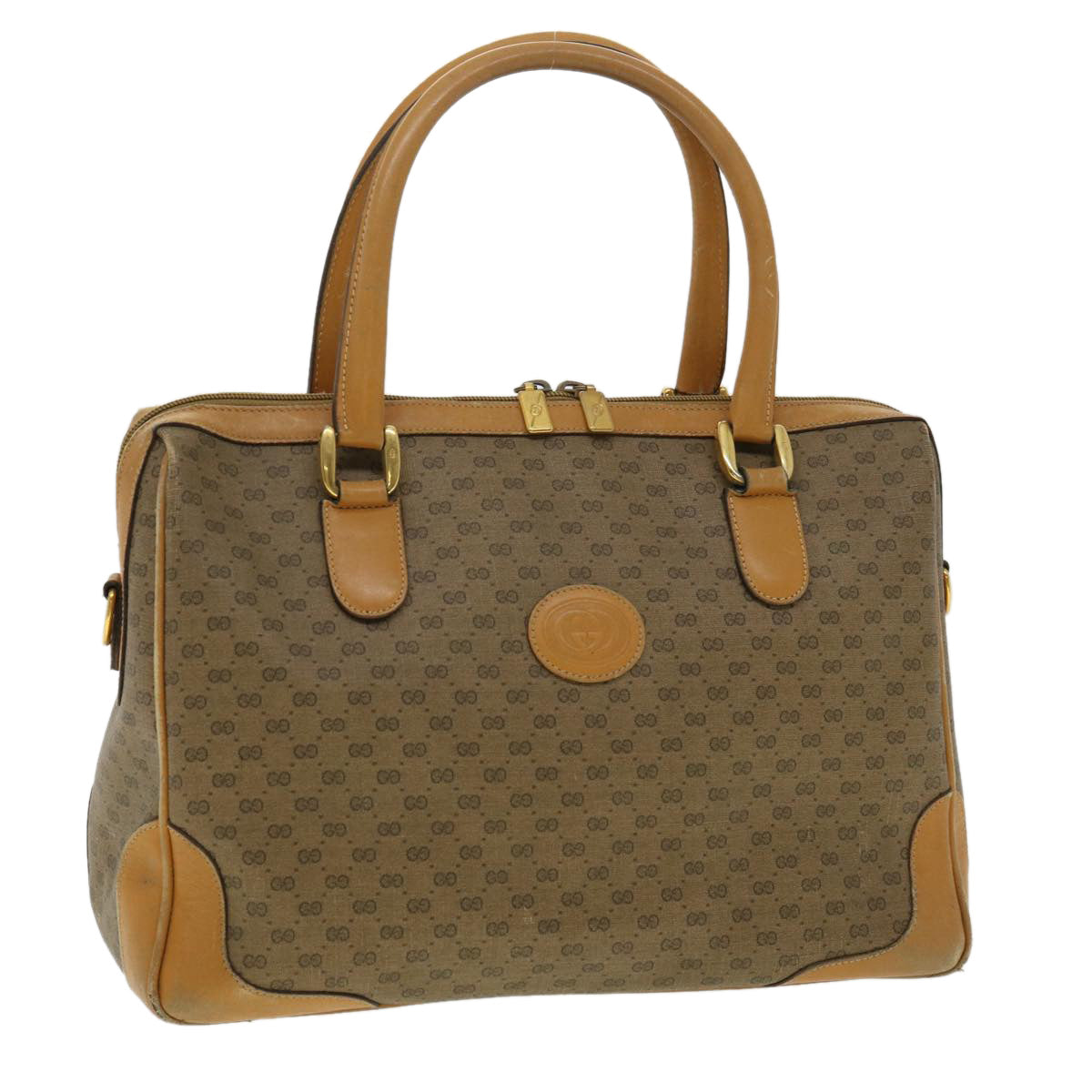 GUCCI Micro GG Canvas Hand Bag PVC Leather Beige 33212